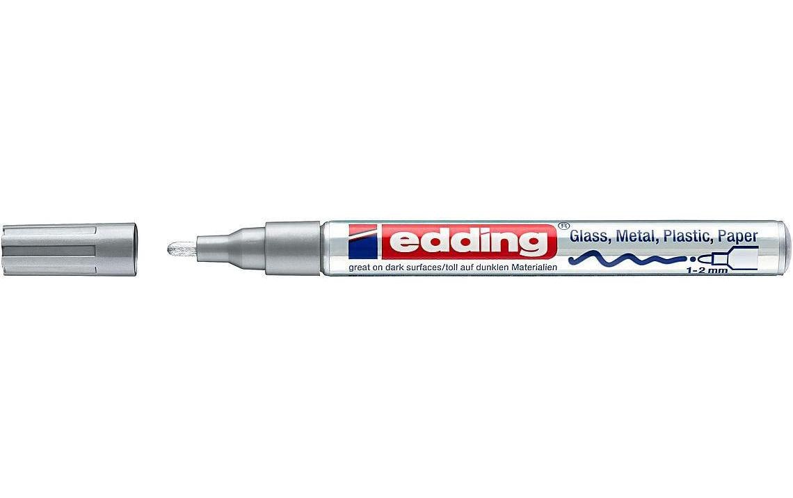 Edding 751 Lackmarker – Rundspitze 1–2 mm – Silber – für Glas, Metall und Kunststoff