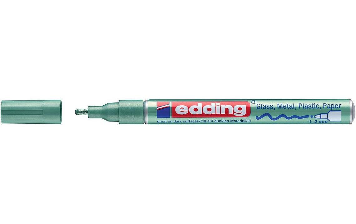 Edding 751 Lackmarker Metallic – Rundspitze 1–2 mm – Grün – für Glas, Metall und Kunststoff