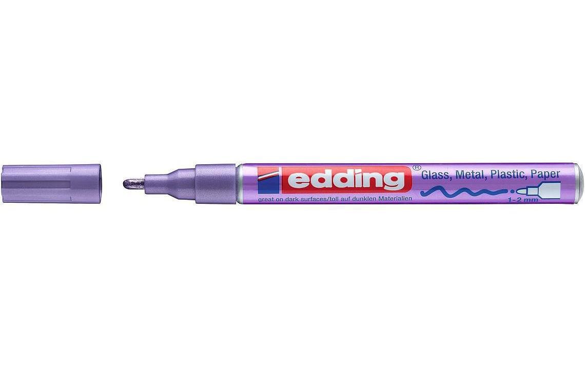 Edding 751 Paintmarker Metallic – Rundspitze 1–2 mm – Violett – für Glas, Metall und Kunststoff