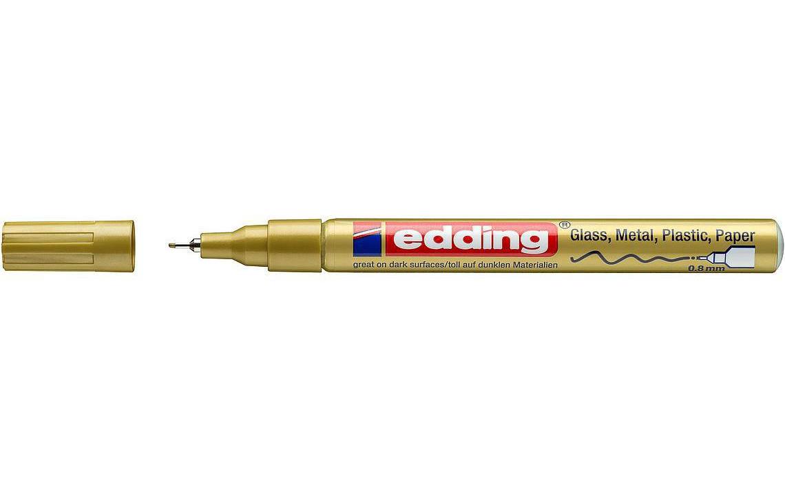 Edding 780 Paint Marker Metallic – Feine Spitze 0,8 mm – Gold – für Glas, Metall und Kunststoff