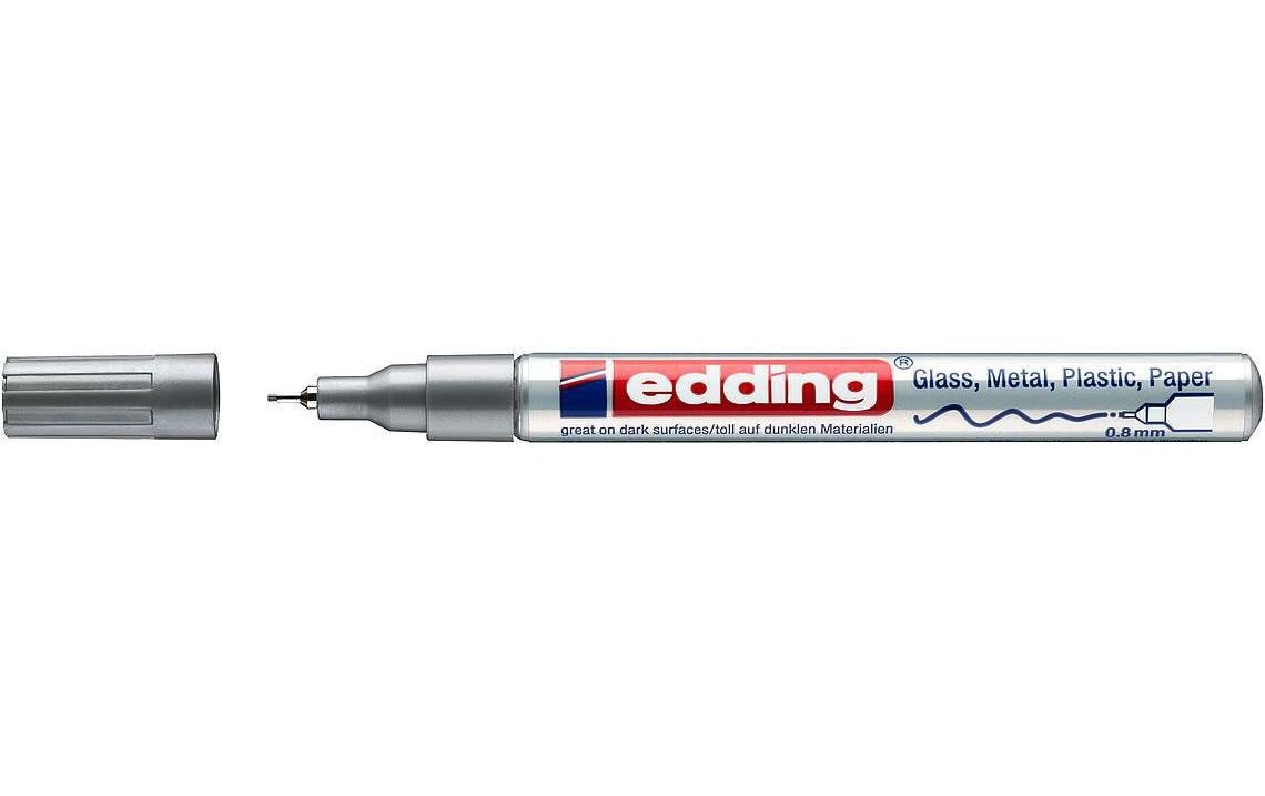 Edding 780 Paint Marker Metallic – Feine Spitze 0,8 mm – Silber – für Glas, Metall und Kunststoff