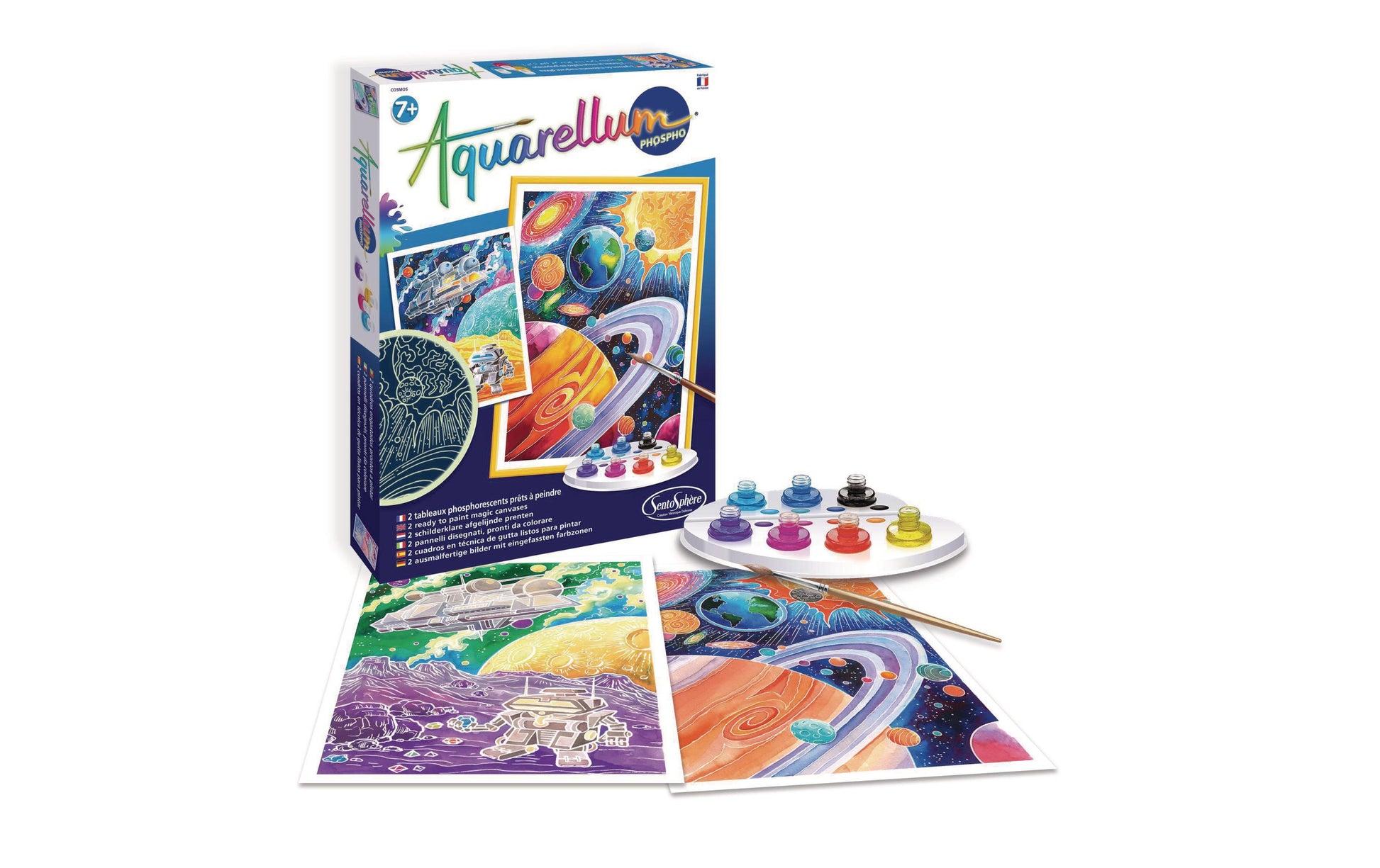 SentoSphere Aquarellum Phospho – Malen-nach-Zahlen-Set – Weltall – 12-teilig – ab 7 Jahren