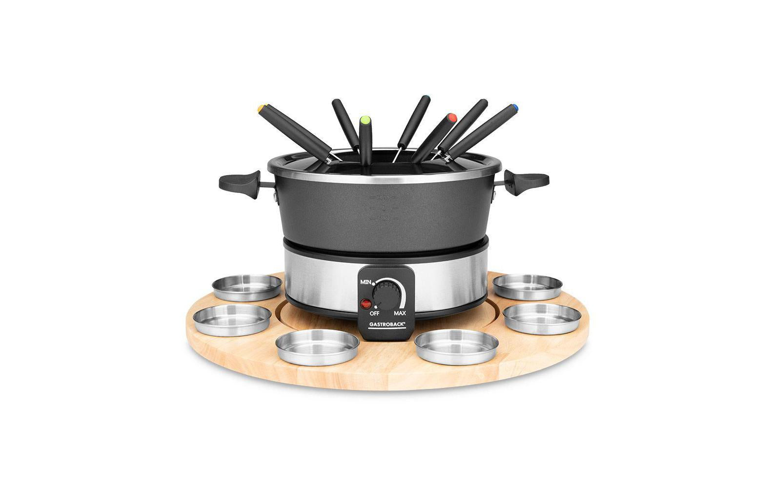 Gastroback Fondue-Set 42566 – Edelstahl, 1,8 l, 8 Personen, elektrisch – schwarz