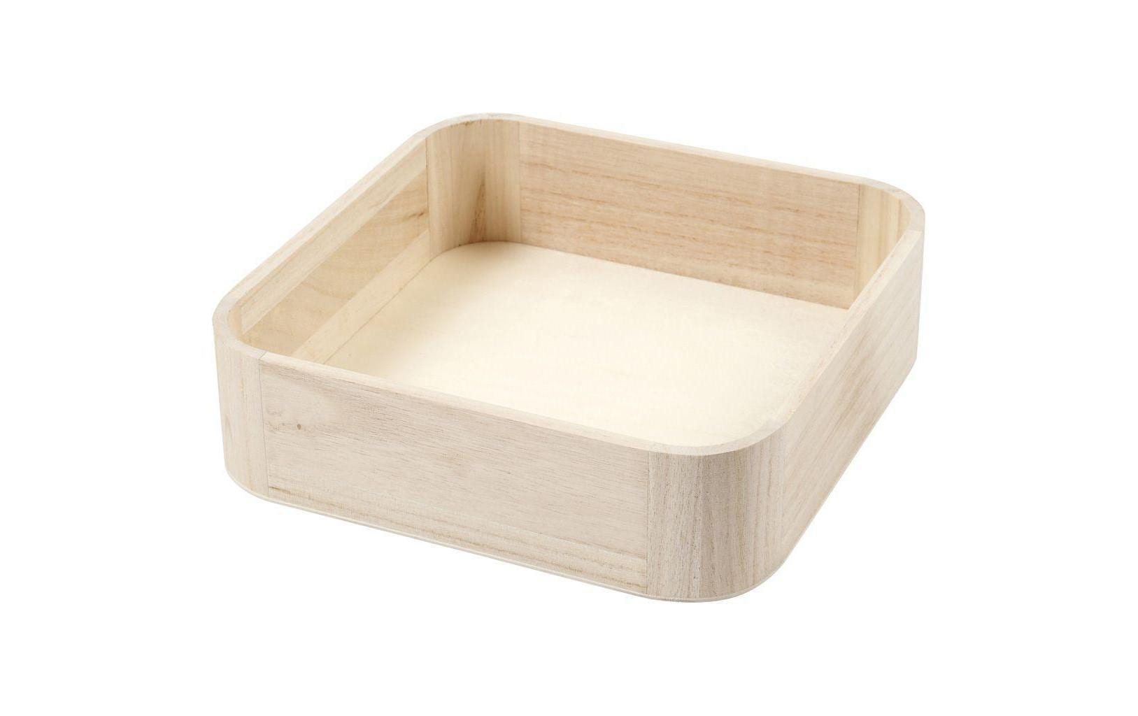 Creativ Company Tablett – 25,0 × 25,0 × 7,0 cm, Holz (Paulownia), Hellbraun