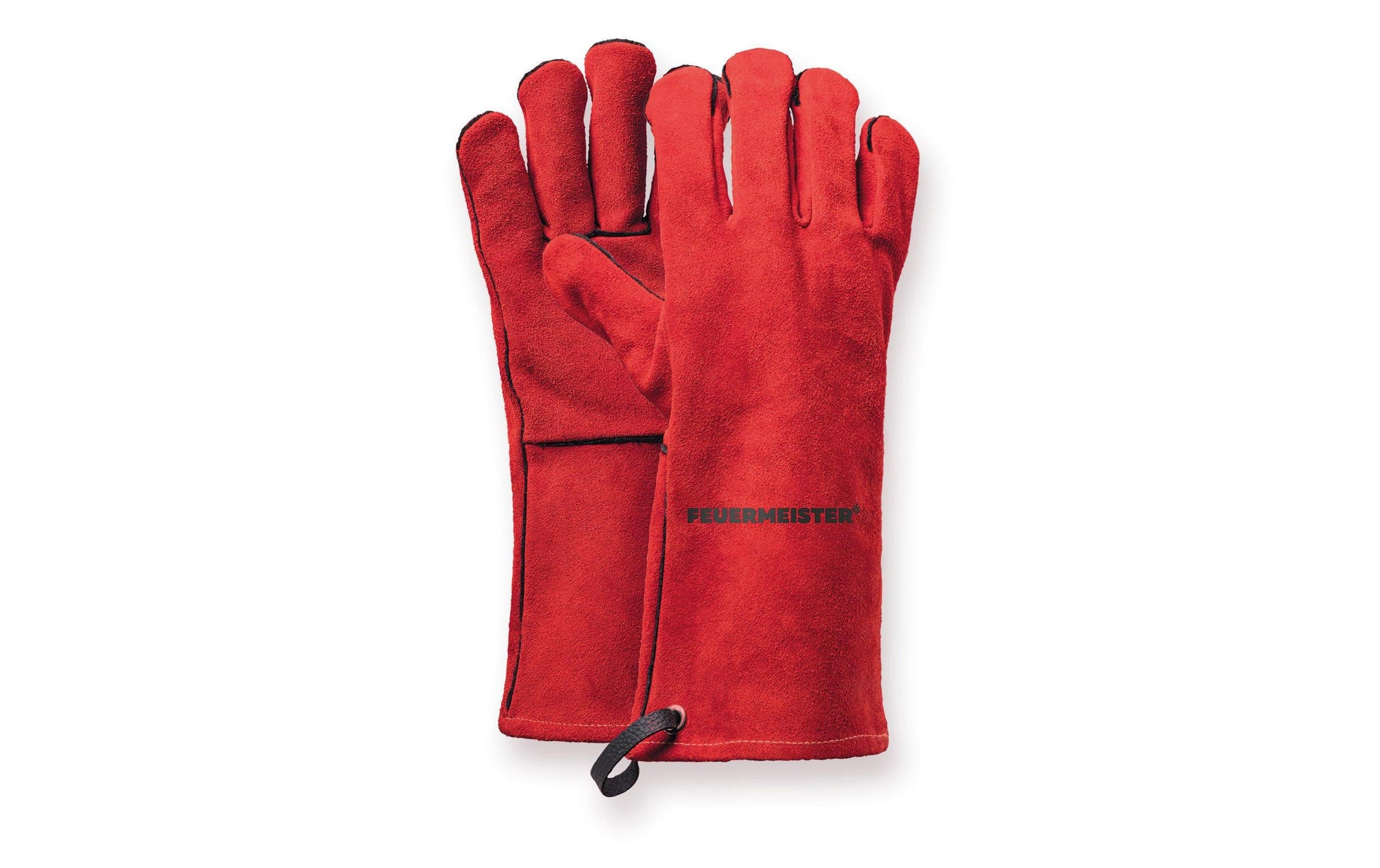 Feuermeister Arbeitshandschuhe – Grösse 8 – Spaltleder – Rot, Länge 30 cm, für Grill
