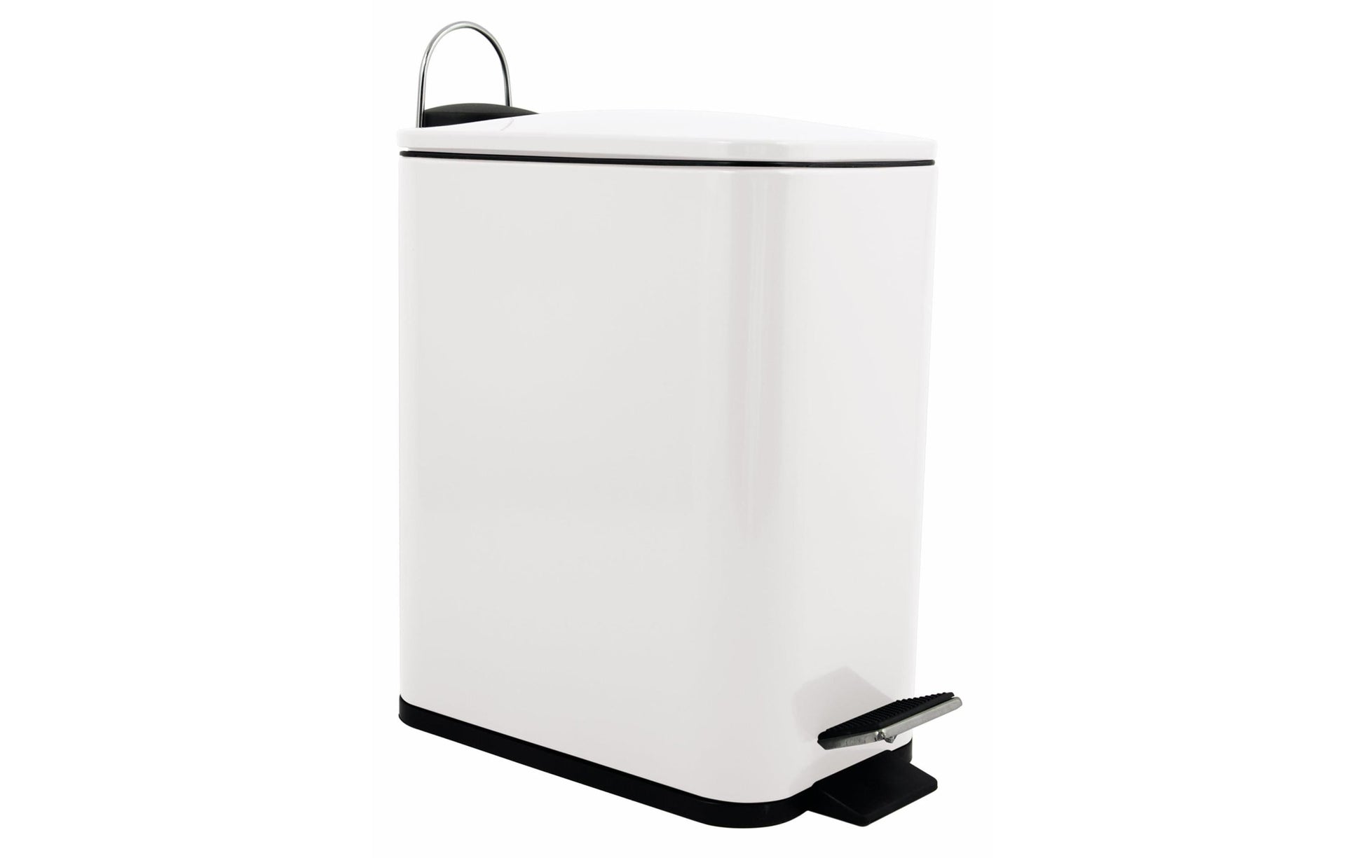 Spirella ERIK Treteimer – 5 l – Edelstahl, Rechteckig – Weiss – Soft-Close
