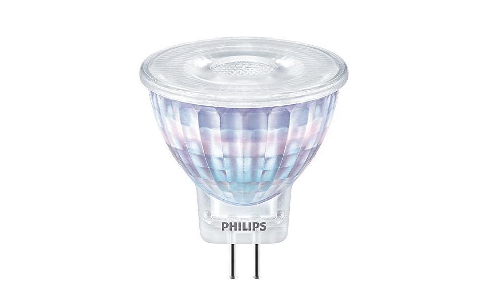 Philips LED-Leuchtmittel MR11 GU4 – 184 lm, 2,3 W, Warmweiss 2700 K, 36° – 1 Stk. – Transparent