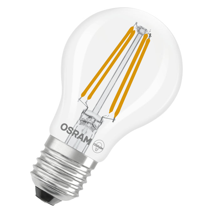 Osram LED-Leuchtmittel E27 A60 – Warmweiss 2700 K, 806 lm, 5,9 W, 300°, dimmbar – 1 Stk., Transparent, Glas