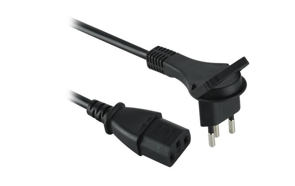 Elektro-Material Netzkabel – T12–IEC C13, 2 m, 10 A, schwarz