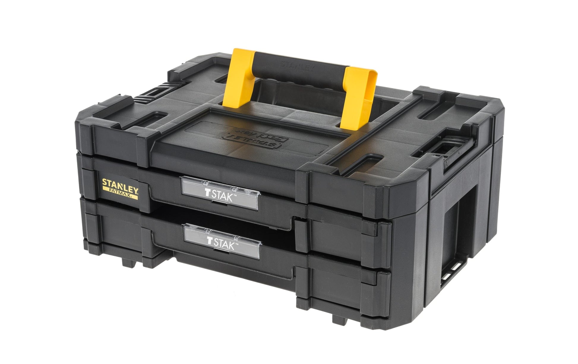 Stanley Werkzeugkoffer TSTAK IV, 337 × 440 × 176 mm, 8 l, Kunststoff, Schwarz, Tragegriff, 2 Schubladen