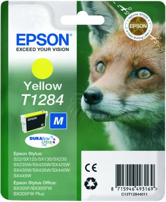 MM Epson T1284 Gelbe Tintenpatrone (Original) – 3,5 ml – für Stylus Office BX305F/BX305FW, Stylus S22, SX125 …