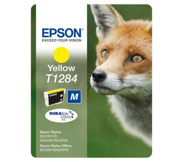 MM Epson T1284 Gelbe Tintenpatrone (Original) – 3,5 ml – für Stylus Office BX305F/BX305FW, Stylus S22, SX125 …