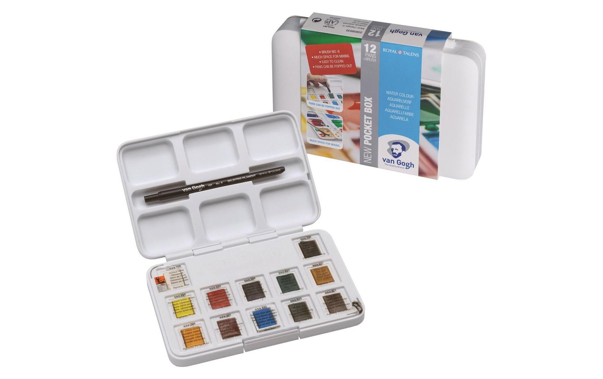 Van Gogh Aquarellfarben – Malkasten – 12 Farben, inkl. Pinsel, Schwamm