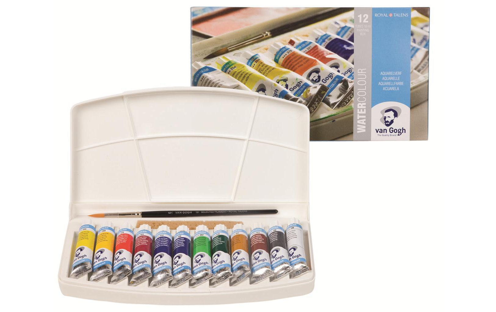Van Gogh Aquarellfarbe – Mehrfarbig, lichtecht – 12 Farben (12×10 ml (120 ml)) Kunststoffkasten