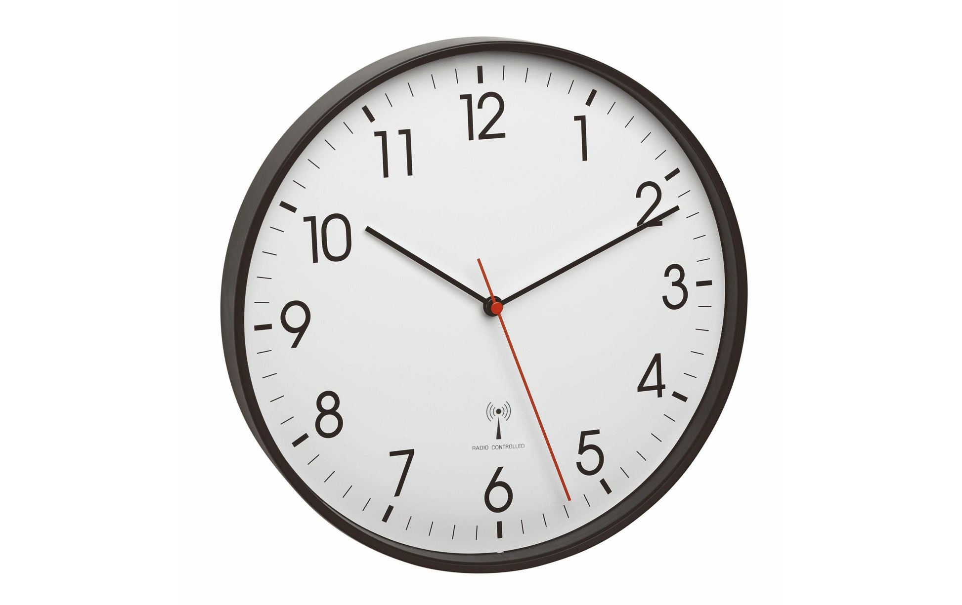 TFA-Dostmann TFA Dostmann Wanduhr – Funk, analog, lautlos, Ø 30,5 cm, schwarz, Metall/Glas