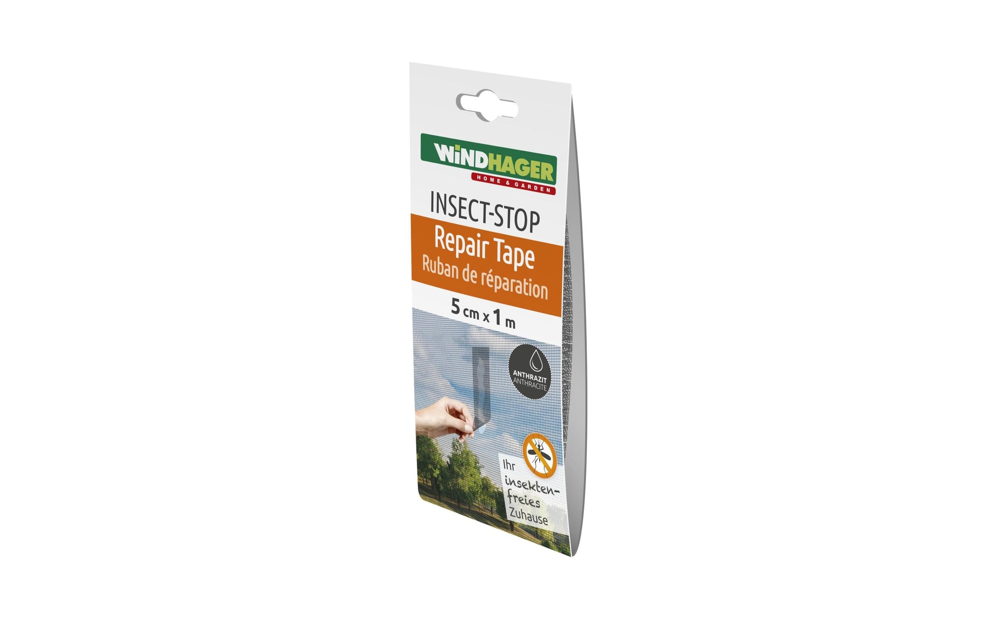 Windhager Fliegengitter-Reparaturband – 5 × 100 cm – Anthrazit – Fiberglas