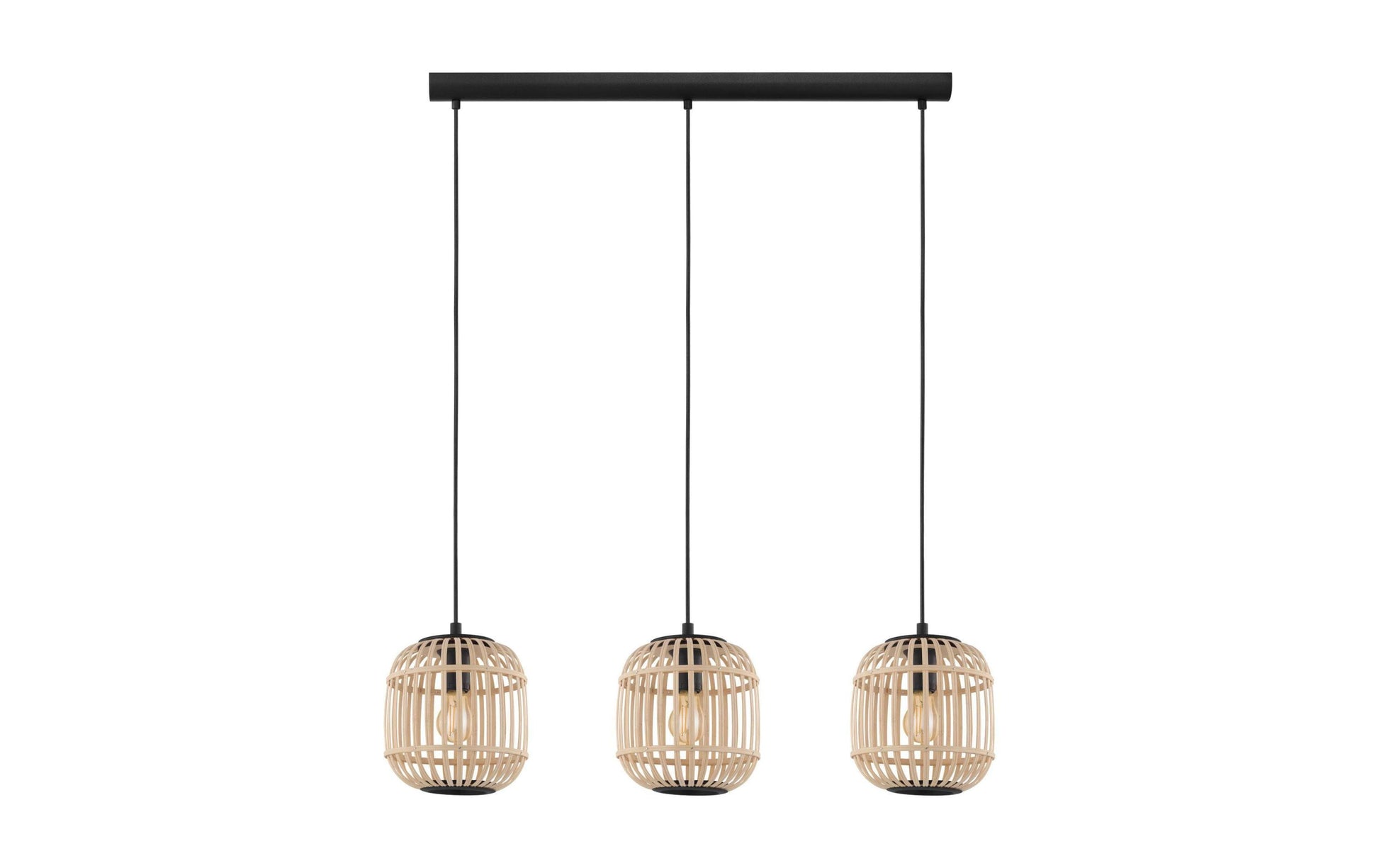 EGLO Deckenleuchte Bordesley – Ø 21 × 110 cm, 84 W, dimmbar, schwarz/braun, 3-flammig, exkl. Leuchtmittel