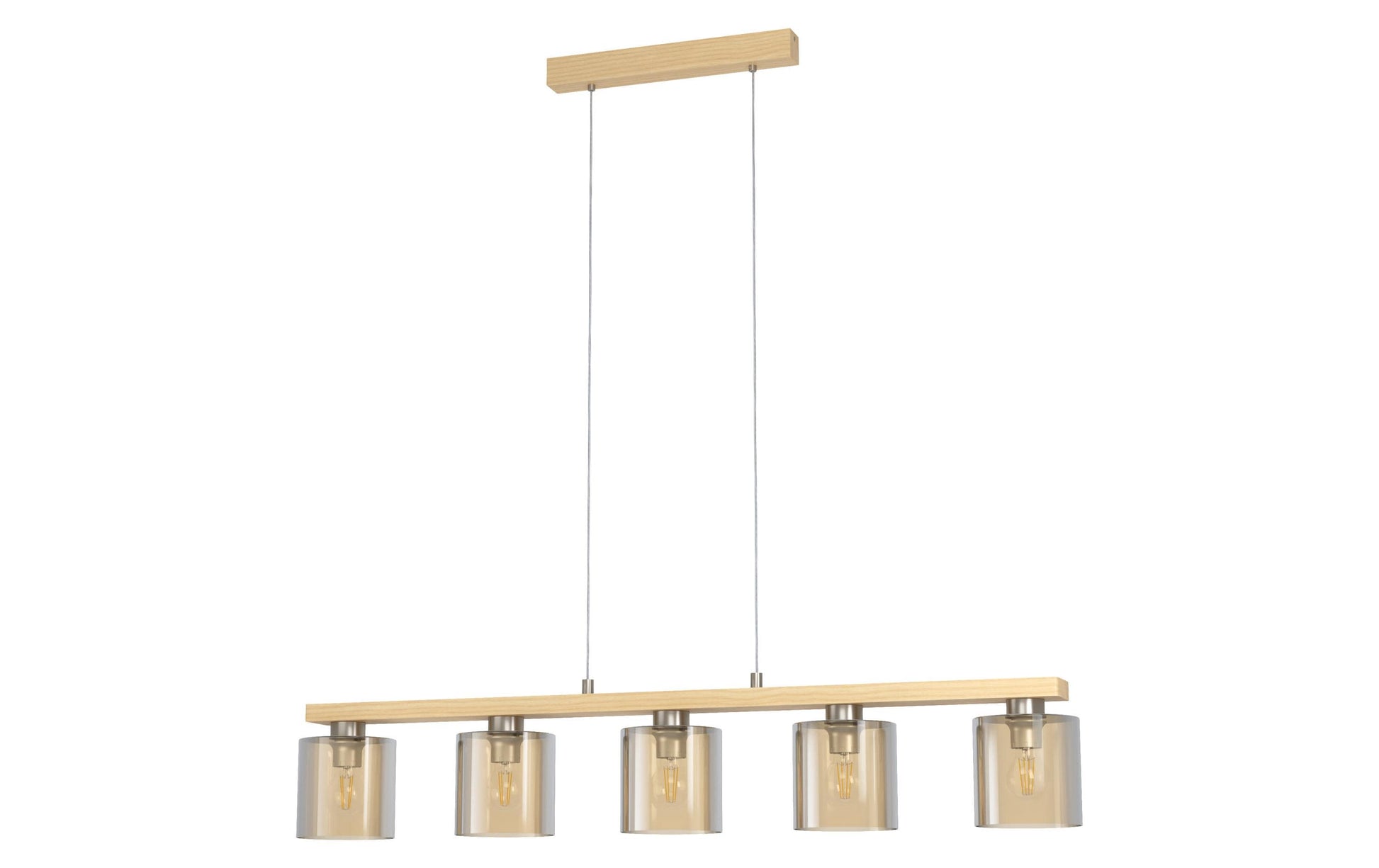 EGLO Deckenleuchte CASTRALVO 5 – 15 × 121 × 110 cm, 140 W, dimmbar, braun/nickel, E27, exkl. Leuchtmittel