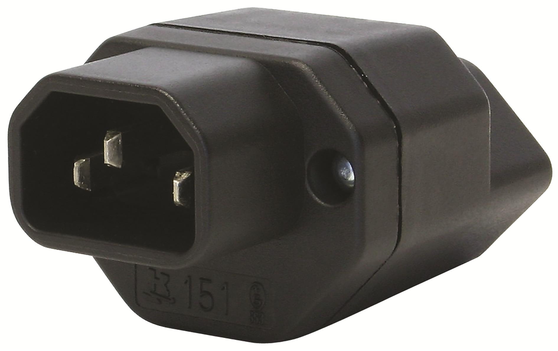 Steffen 1499592 Umwandlungsstecker C14 zu T13 – 3-polig, Schwarz