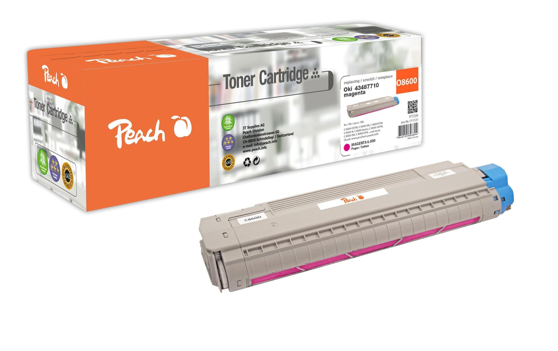 Peach Toner 43487710 – Magenta, 6000 Seiten – für OKI C 8600/C 8800 und andere