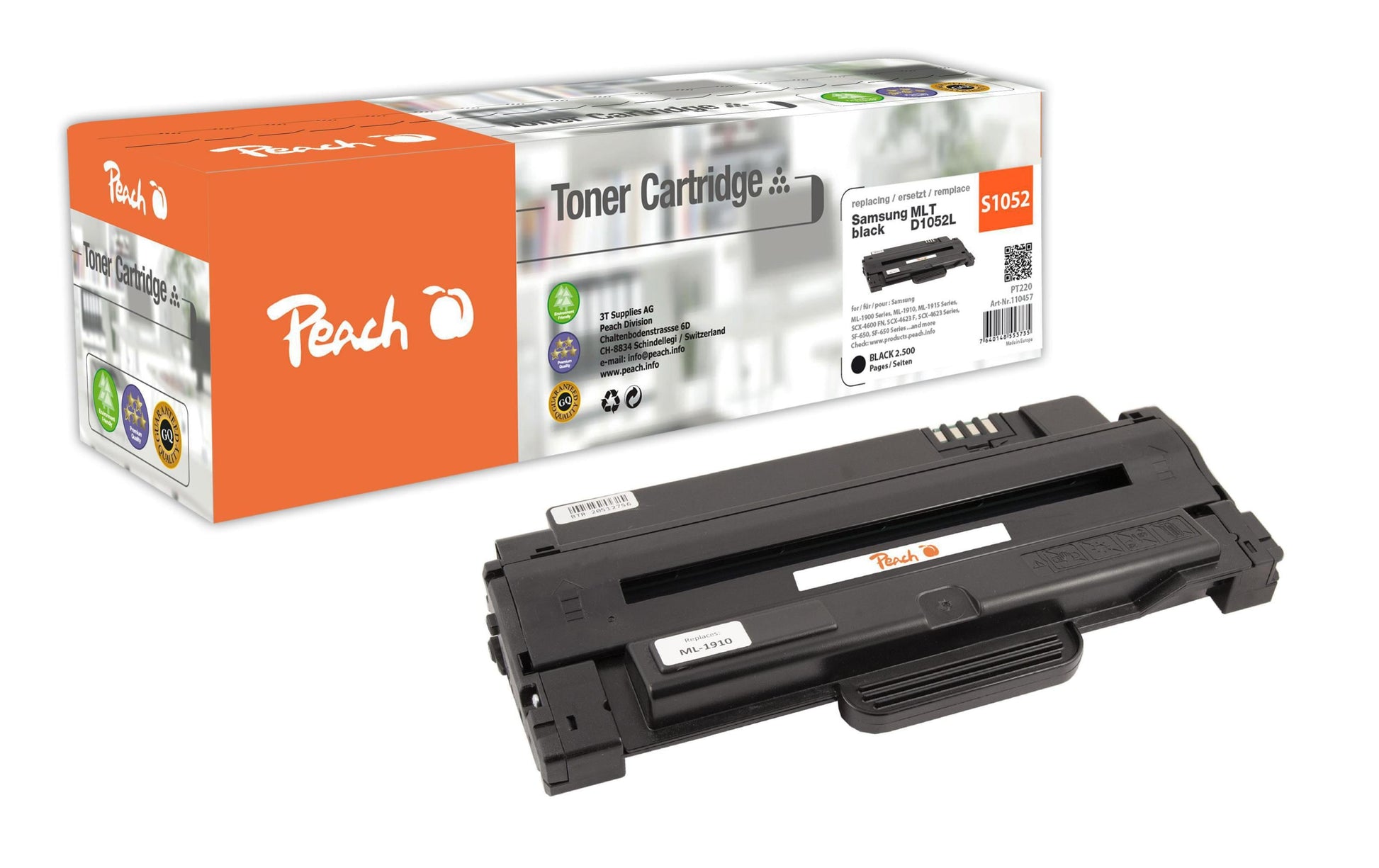 Peach MLT-D1052L Schwarz Toner – Kompatibel – 2'500 Seiten – für Samsung ML-1900 Serie/ML-1910/ML-1911 usw.