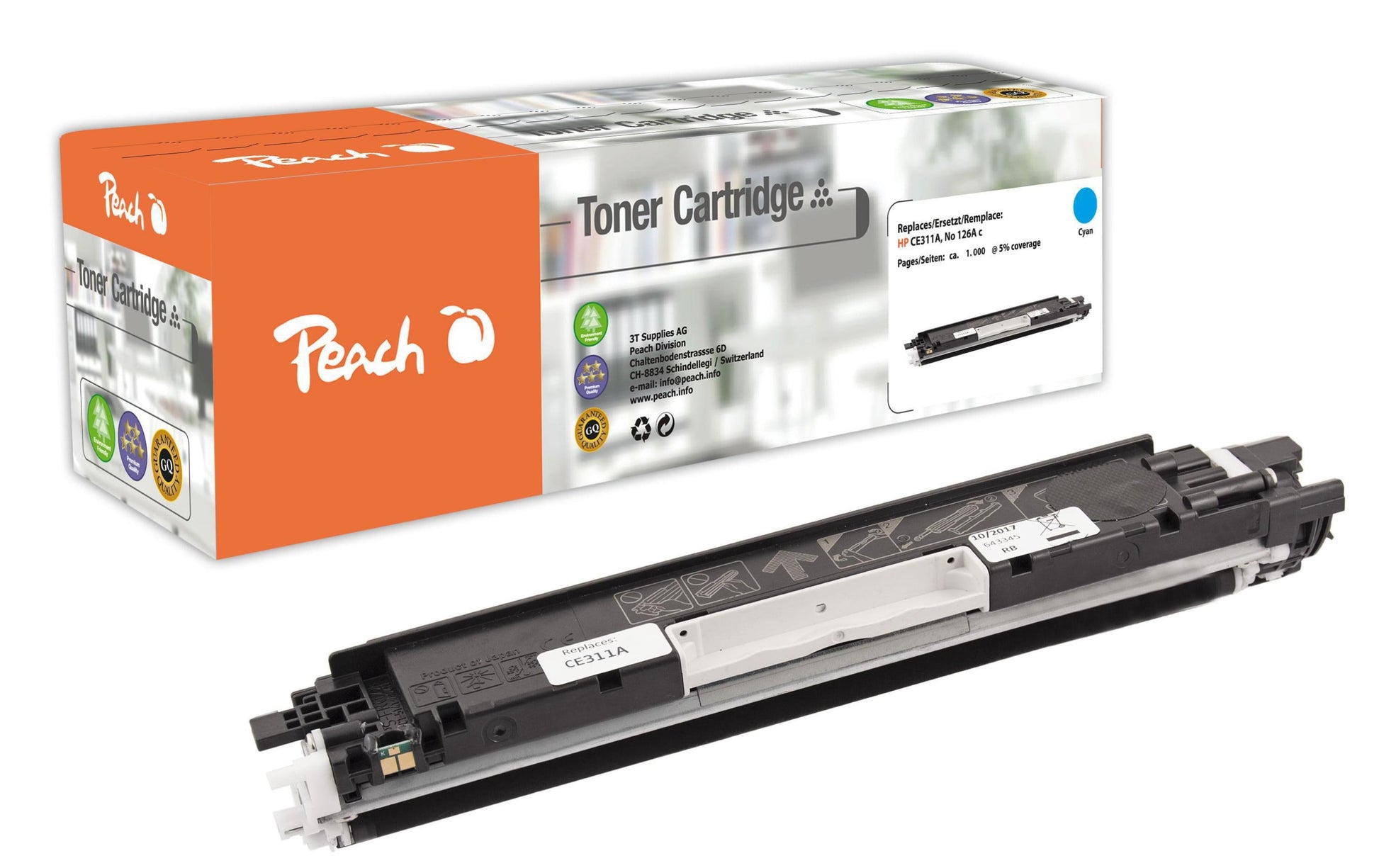 Peach CE311A Cyan Toner – kompatibel – 1'000 Seiten – für HP Color LaserJet CP1025/CP1025nw/Pro M275MFP