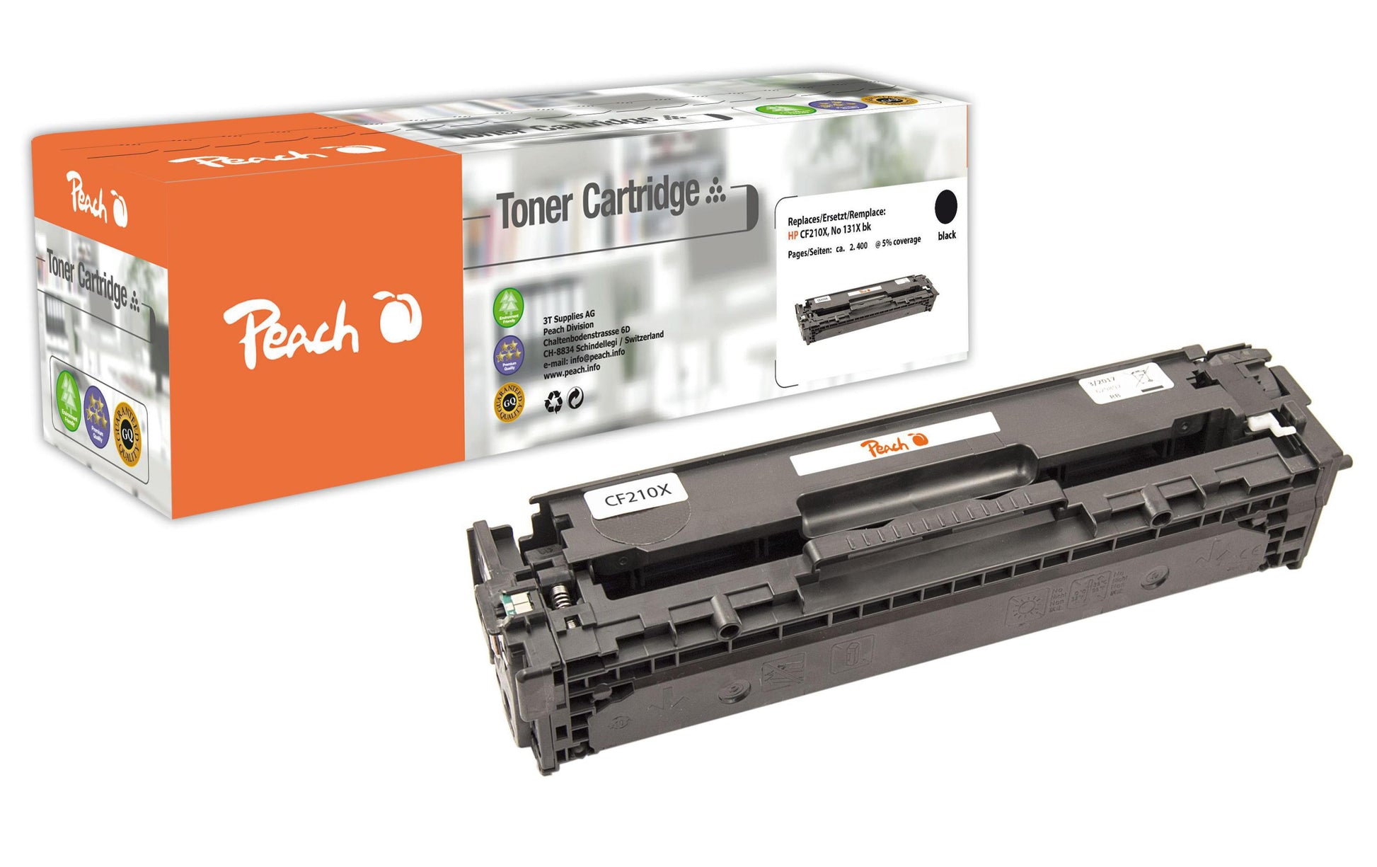 Peach 131A (CF210X) Schwarz Toner – Kompatibel XL – 2'400 Seiten – für HP LaserJet Pro 200 M251n/M251nw/M276n