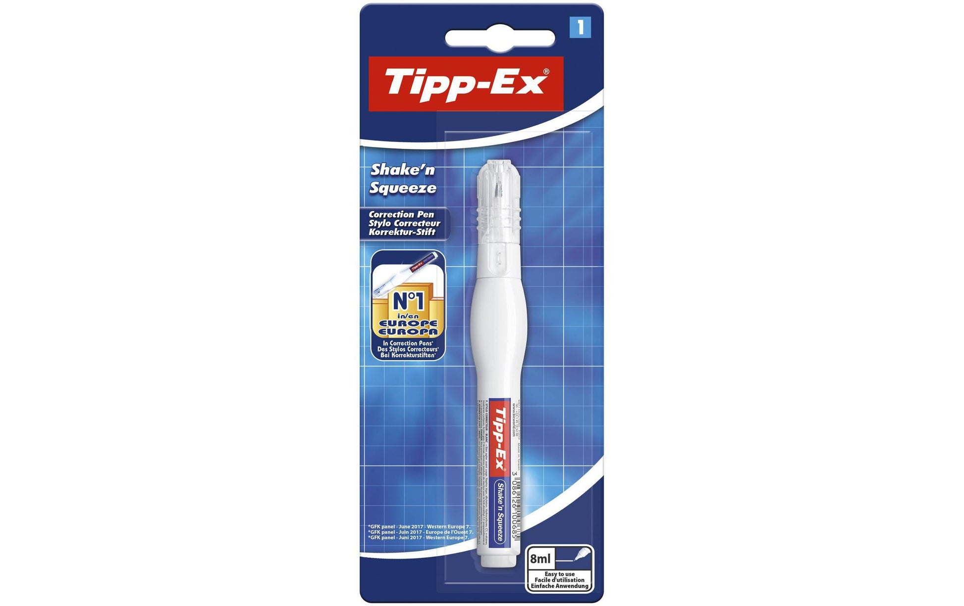 Tipp-Ex Korrekturstift Shake'n Squeeze – 8 ml, Metallspitze – 1 Stk., Blister