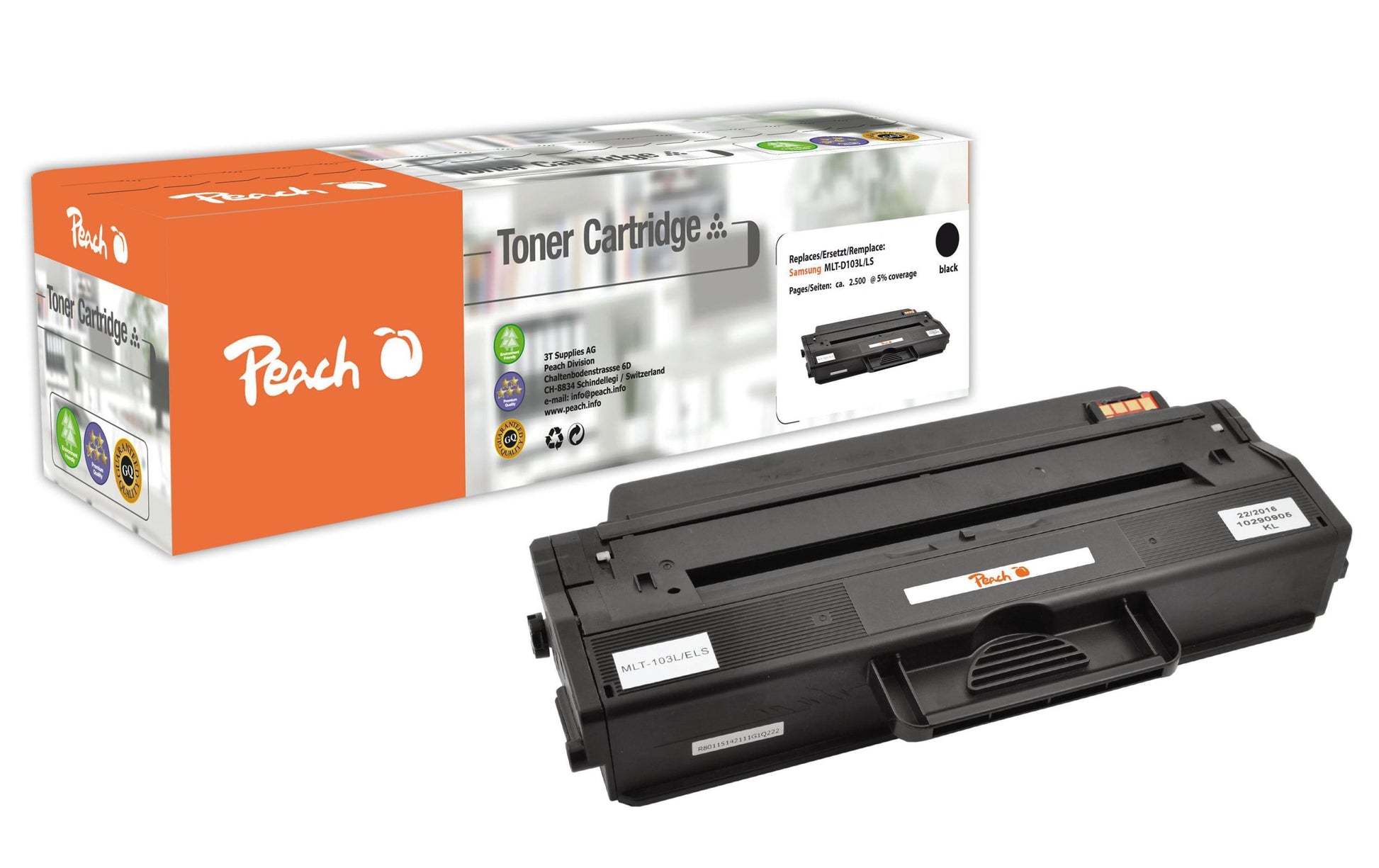 Peach Toner MLT-D103L/ELS – schwarz, 2500 Seiten – für Samsung ML-2900 Serie, ML-2950 ND, ML-2950 NDR und weitere