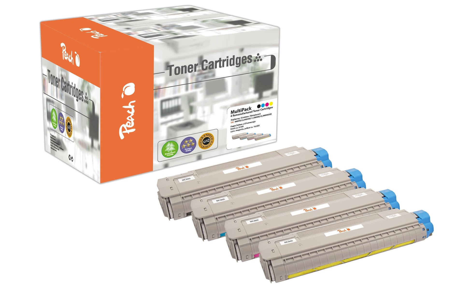 Peach Toner-Multipack – BK/C/M/Y – für OKI CX2633, MC860CDTN, MC860CDXN und andere