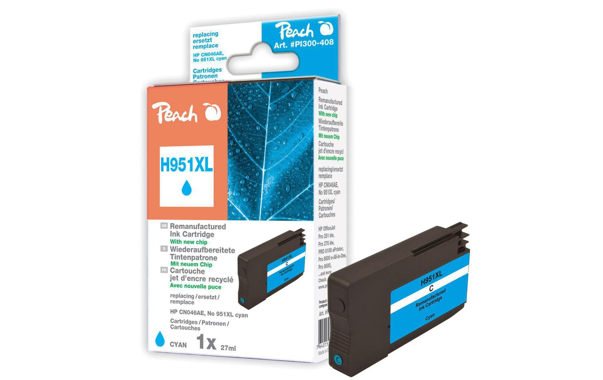 Peach 951XL Cyan Tintenpatrone (Kompatibel) – 1'975 Seiten – für HP OfficeJet Pro 8600 …