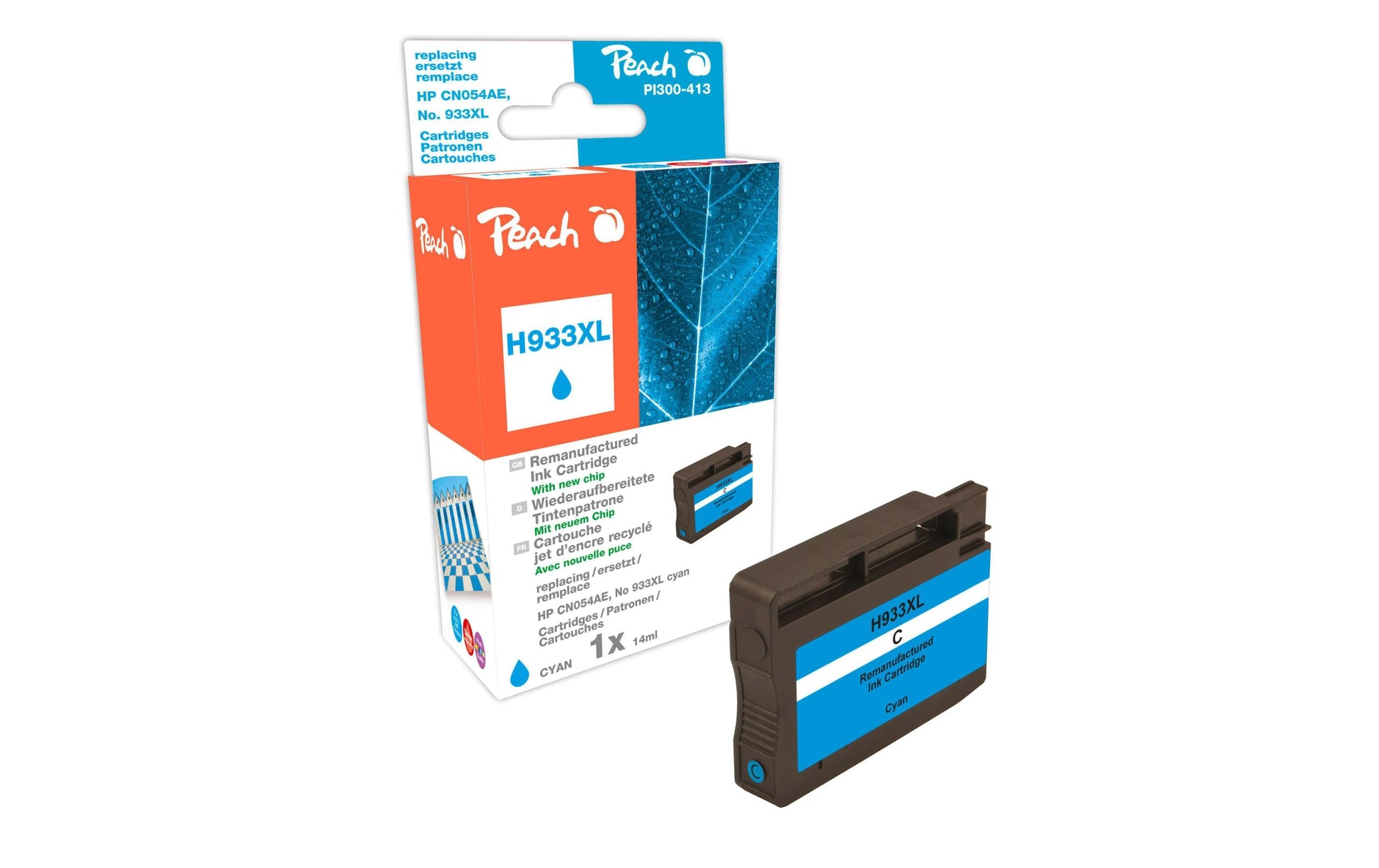 Peach 933XL Cyan Tintenpatrone (Kompatibel) – 1'125 Seiten – für HP OfficeJet 6100/6600/6700 … – CN054AE