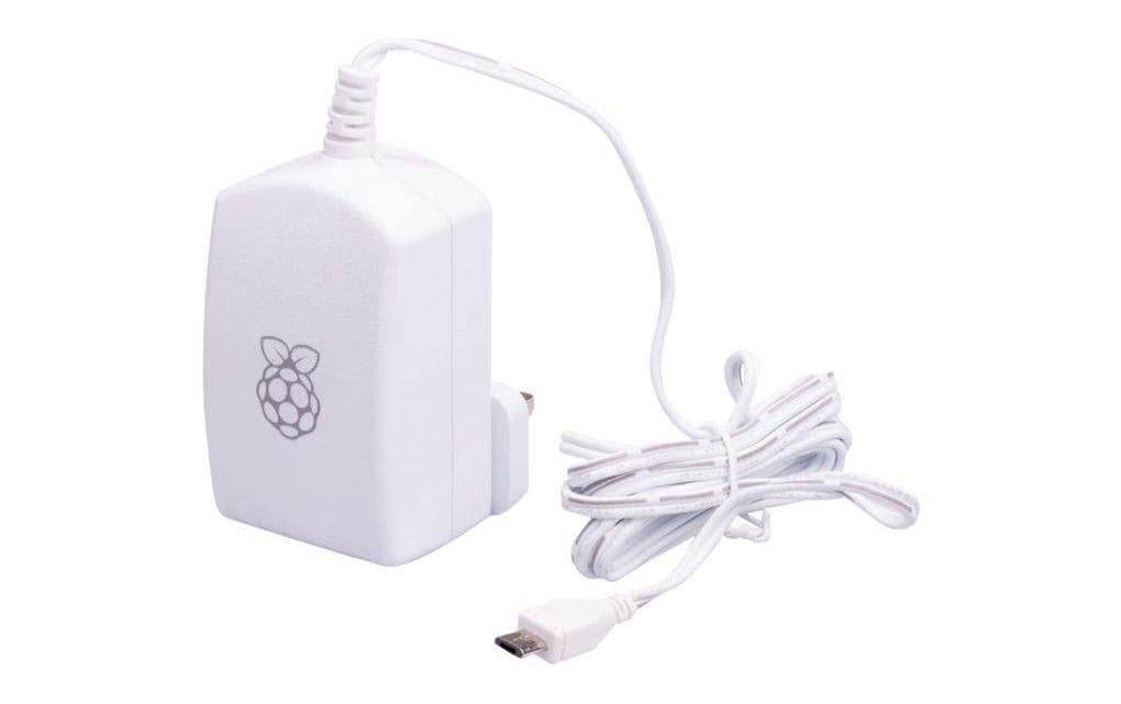 Raspberry Pi 3 Netzteil 13 W – Micro-USB, 5,1 V/2,5 A – inkl. CH/EU/UK/AUS/US-Adapter, fest verbunden – weiss