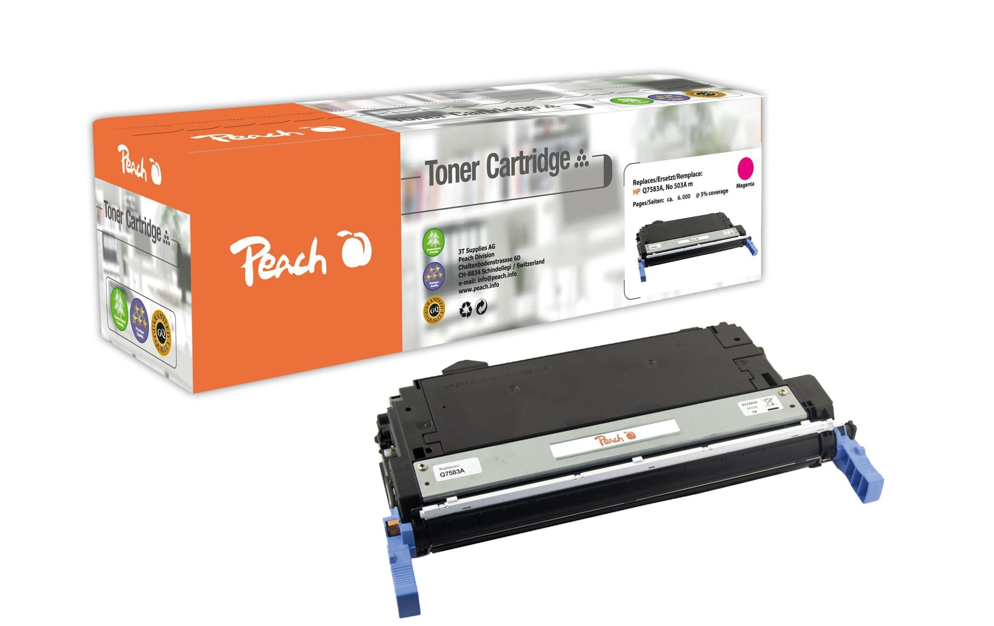 Peach Toner Q7583A/503A – magenta, 6000 Seiten – für HP Color LaserJet 3800, CP 3505 und andere