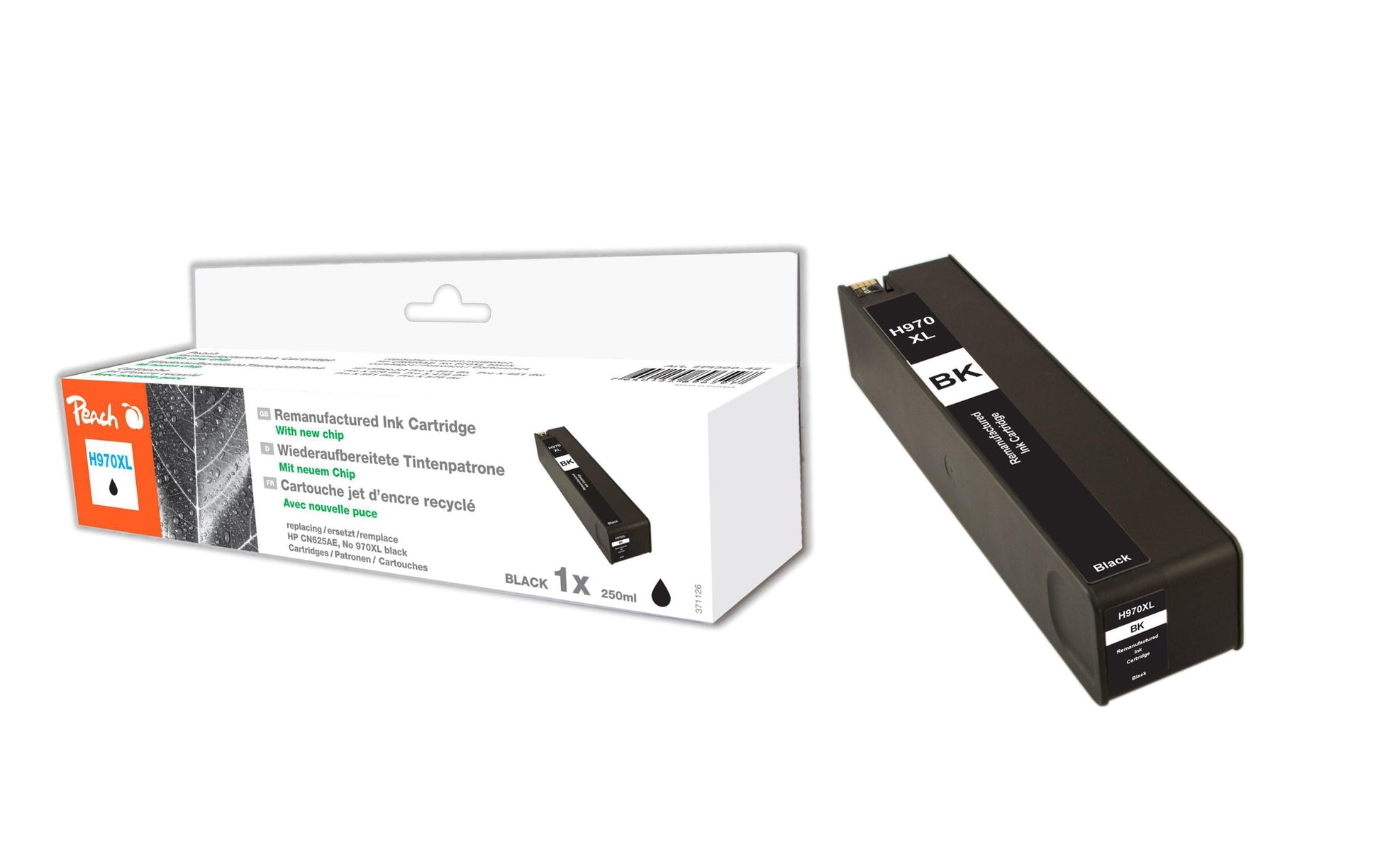 Peach Tintenpatrone 970XL (CN625AE), schwarz, kompatibel – für HP Officejet Pro X451dn, X451dw, X476dn und andere