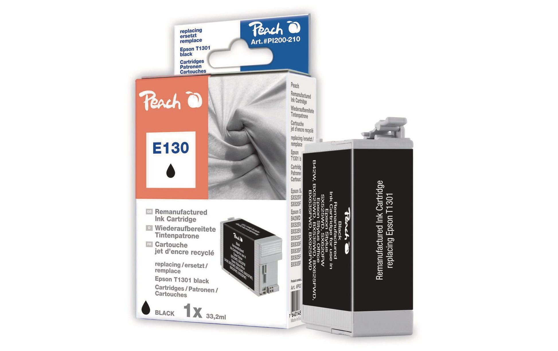 Peach T1301 Schwarz Tintenpatrone (Kompatibel) – 1'185 Seiten – für Epson Stylus Office BX525/535/625
