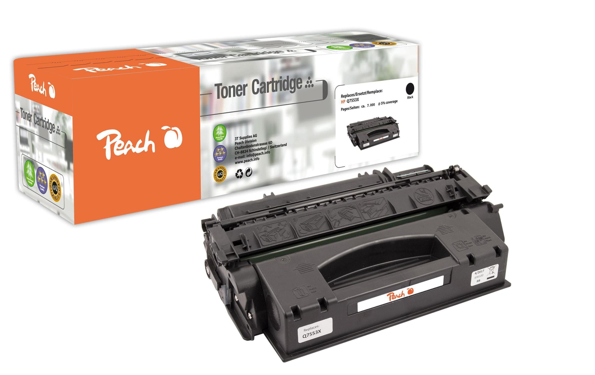 Peach Toner Q7553X – schwarz, 7000 Seiten – für HP LaserJet P2015/P2015D/P2015DN und andere