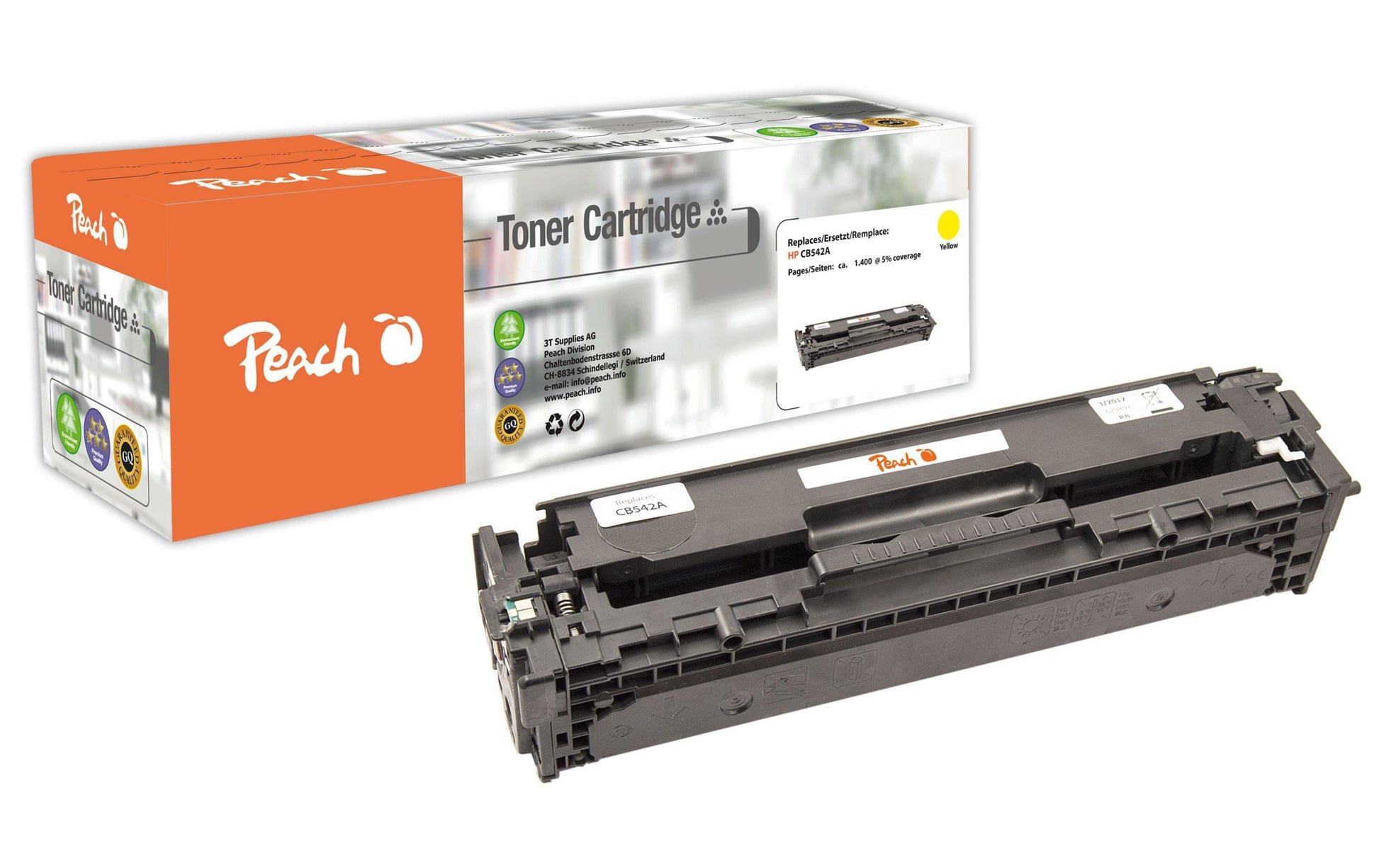 Peach PT103 (CB542A) Gelber Toner – Kompatibel – 1'400 Seiten – für HP Color LaserJet CP 1210/CP 1213