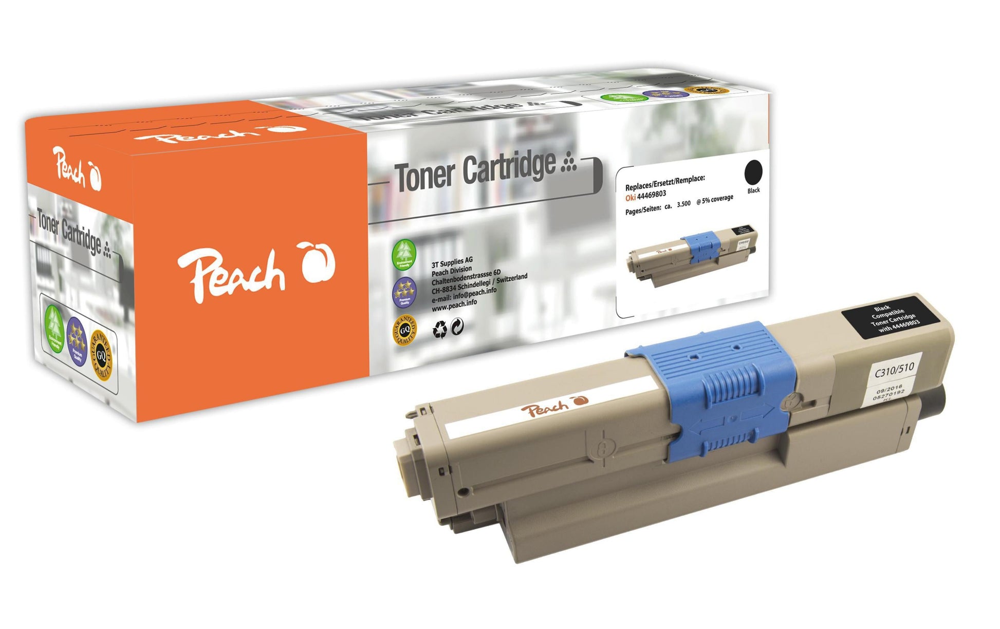 Peach 44469803 Schwarz Toner – Kompatibel – 3'500 Seiten – für OKI C 310 DN/C 330 DN/C 331 DN und andere
