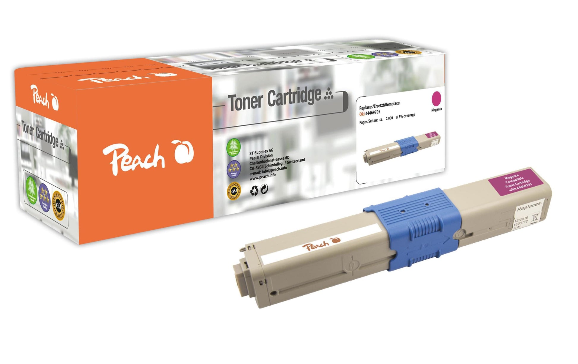 Peach Toner 44469705 – magenta, 2000 Seiten – für OKI C 310 DN/C 330 DN/C 331 DN und andere