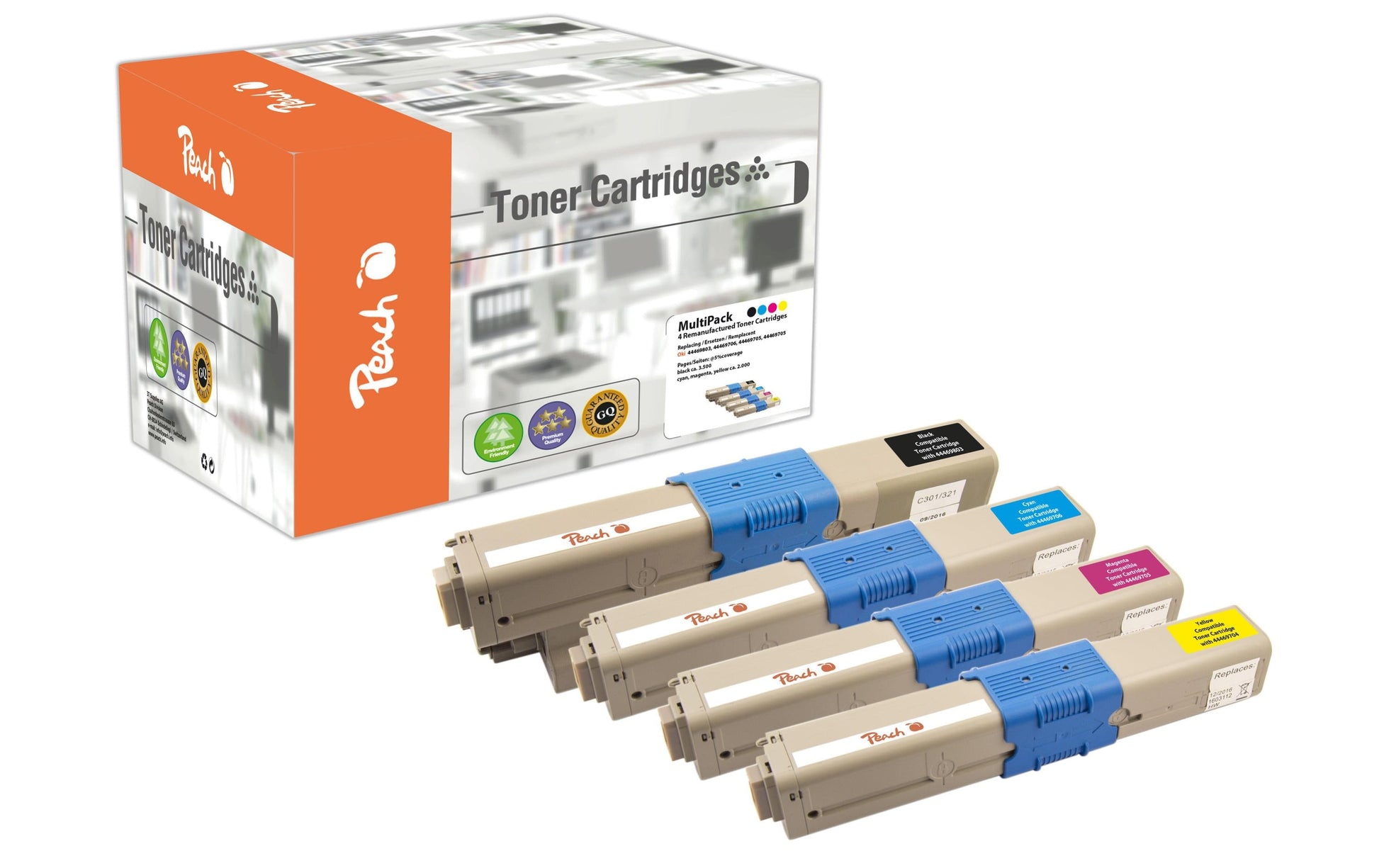 Peach 44469803 CMYK Toner – kompatibel – 4er-Pack – je 3'500 Seiten – für OKI C310/C330/C331 und andere