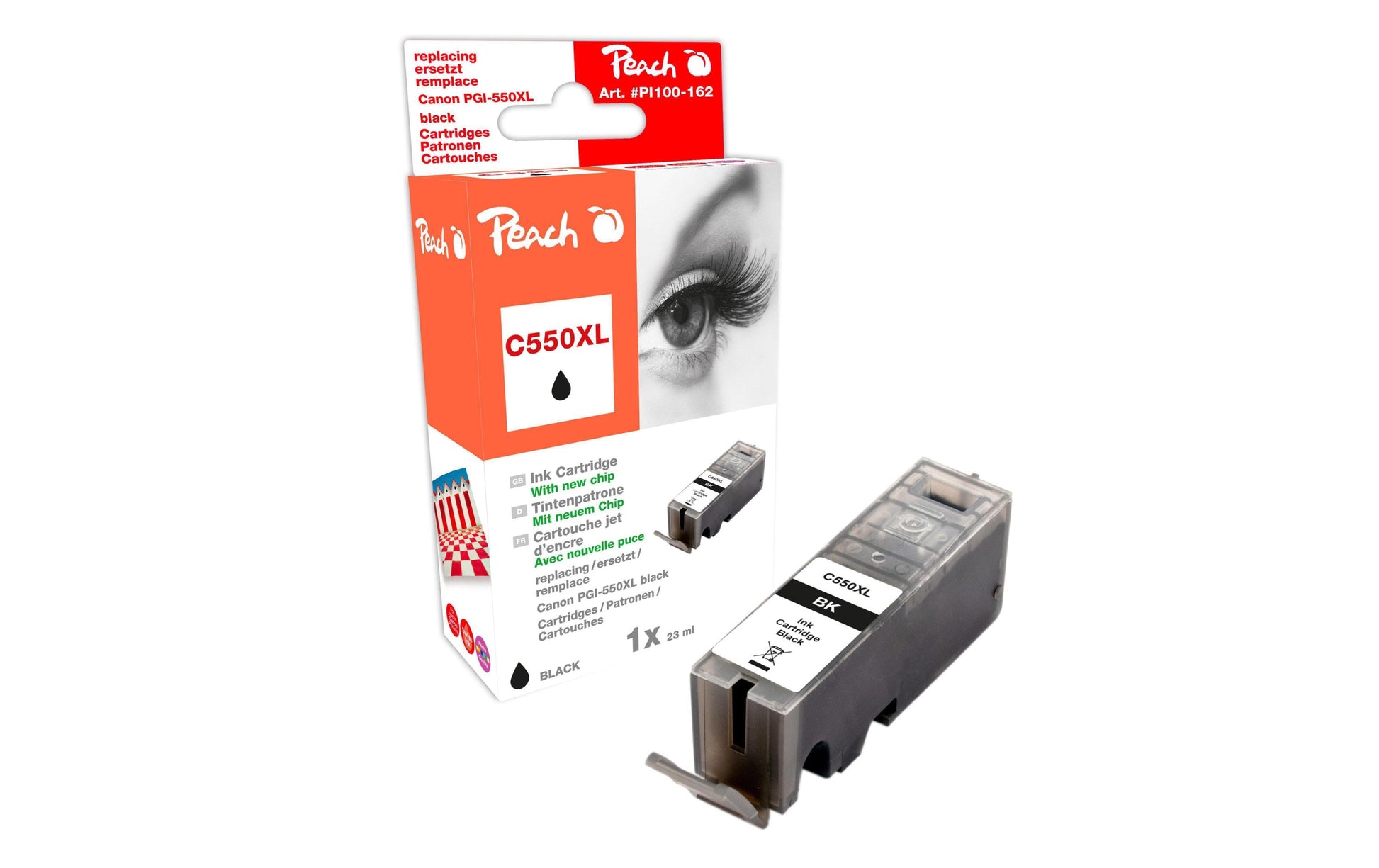 Peach PGI-550 Schwarz Tintenpatrone (Kompatibel) – 510 Seiten – für Canon Pixma iP7250/8750, MG5450/6350
