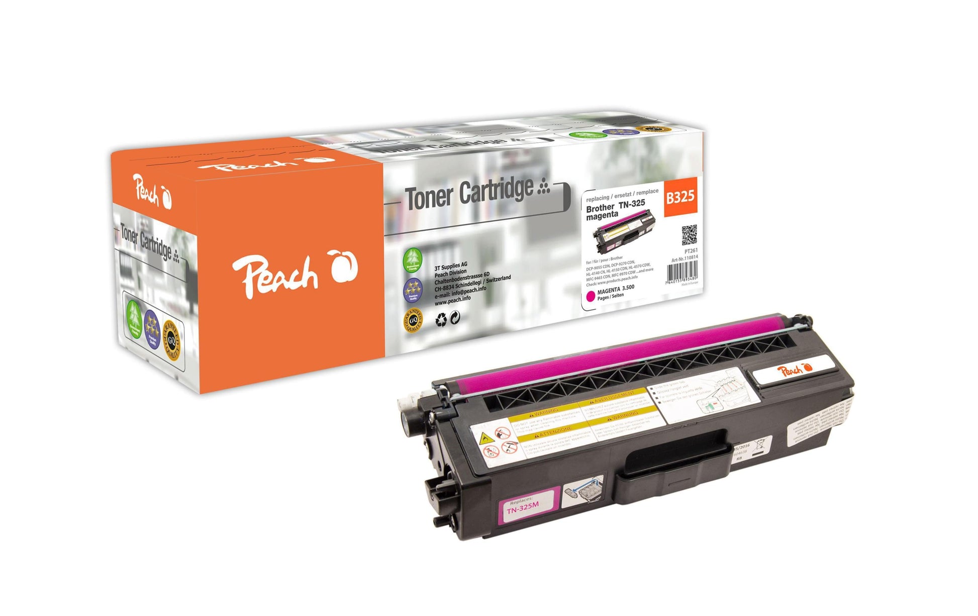 Peach Toner TN-325m – magenta, 3500 Seiten – für Brother DCP-9055 CDN/DCP-9270 CDN/HL-4100 Serie und andere