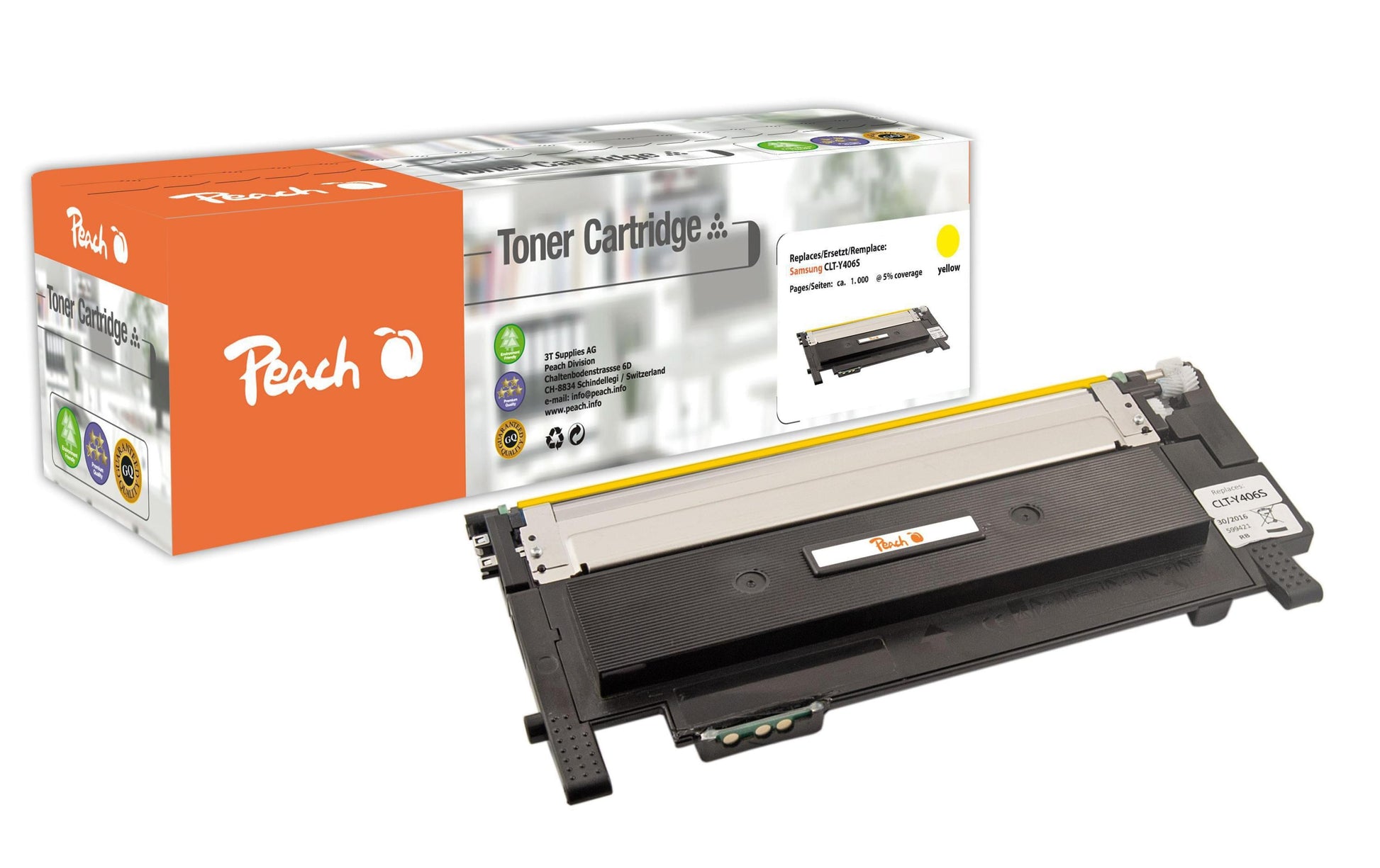Peach CLT-Y406S Gelber Toner – Kompatibel – 1'000 Seiten – für Samsung CLP-360/CLP-360 N/CLP-360 ND und andere