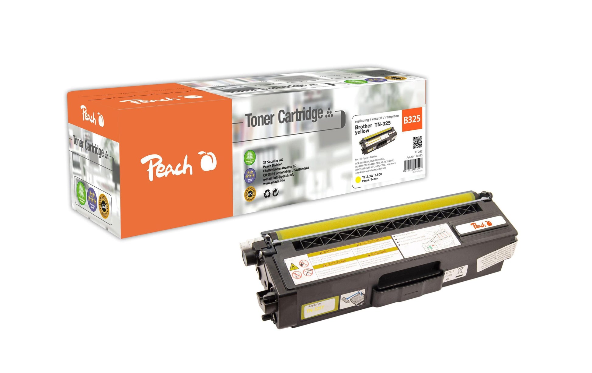 Peach Toner TN-325Y – gelb, 3500 Seiten – für Brother DCP-9055 CDN/DCP-9270 CDN/HL-4100 Serie und andere