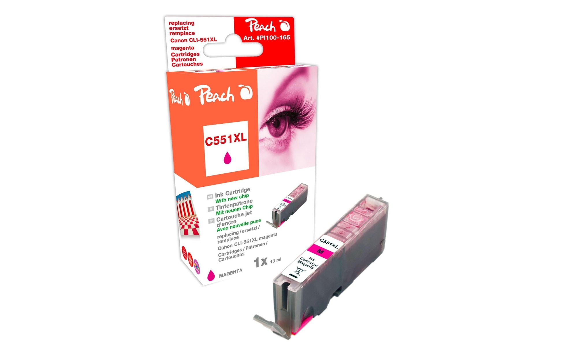 Peach CLI-551M Magenta Tintenpatrone (Kompatibel) – 925 Seiten – für Canon PIXMA iP7250/iP8750, MG5450