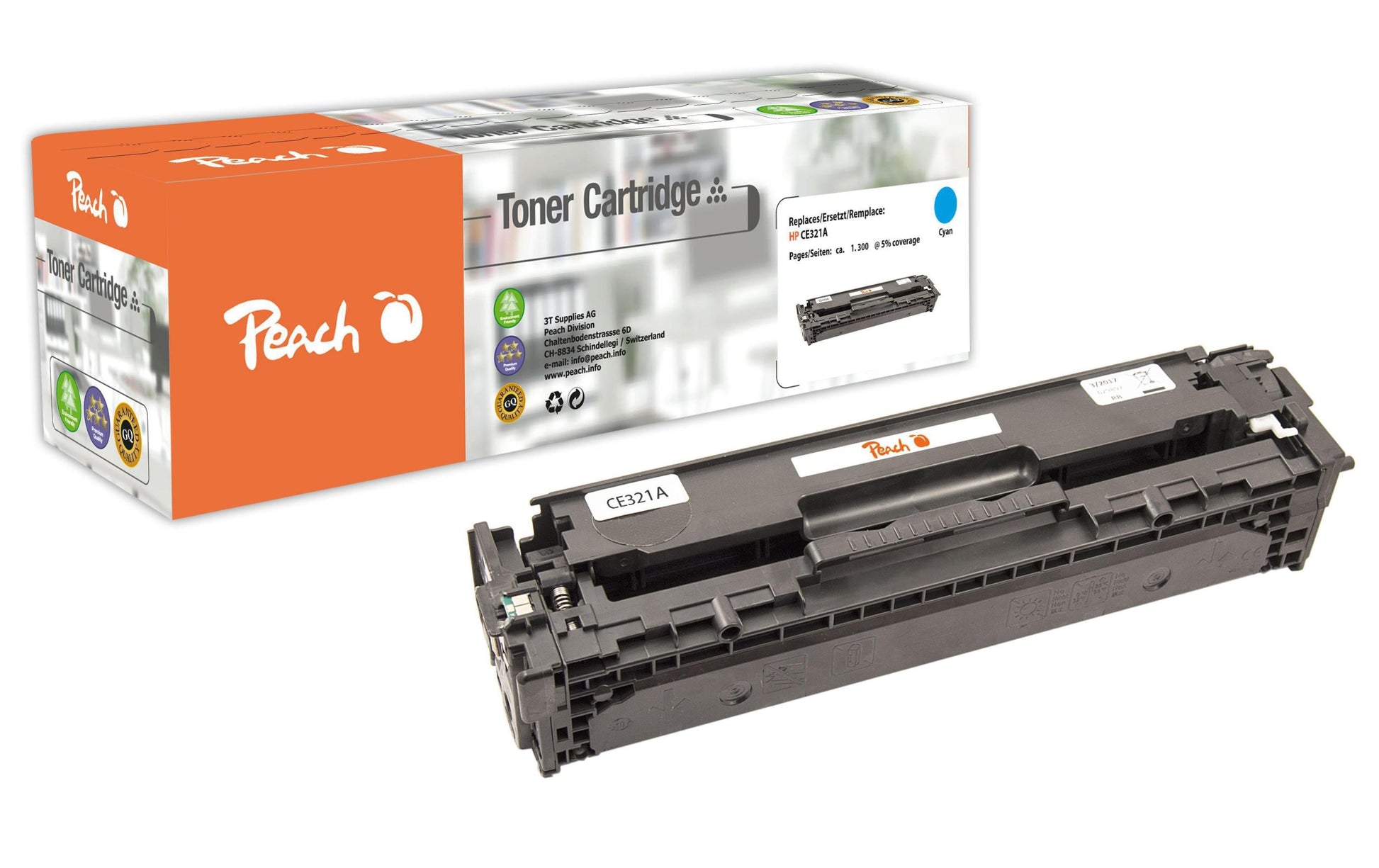 Peach CE321A Cyan Toner – Kompatibel – 1'300 Seiten – für HP CM 1415 fn/CM 1416 fnw/CP 1525 und andere