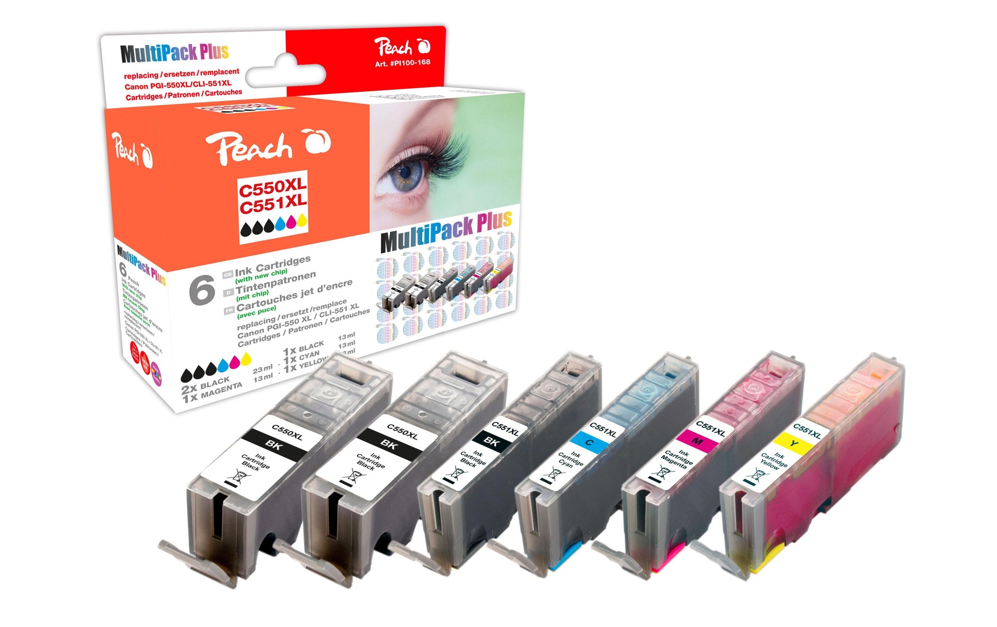 Peach PGI-550/CLI-551 Tintenpatronen-Multipack, 6er-Set (Kompatibel) – für Canon Pixma iP7250/iP8750, MX925