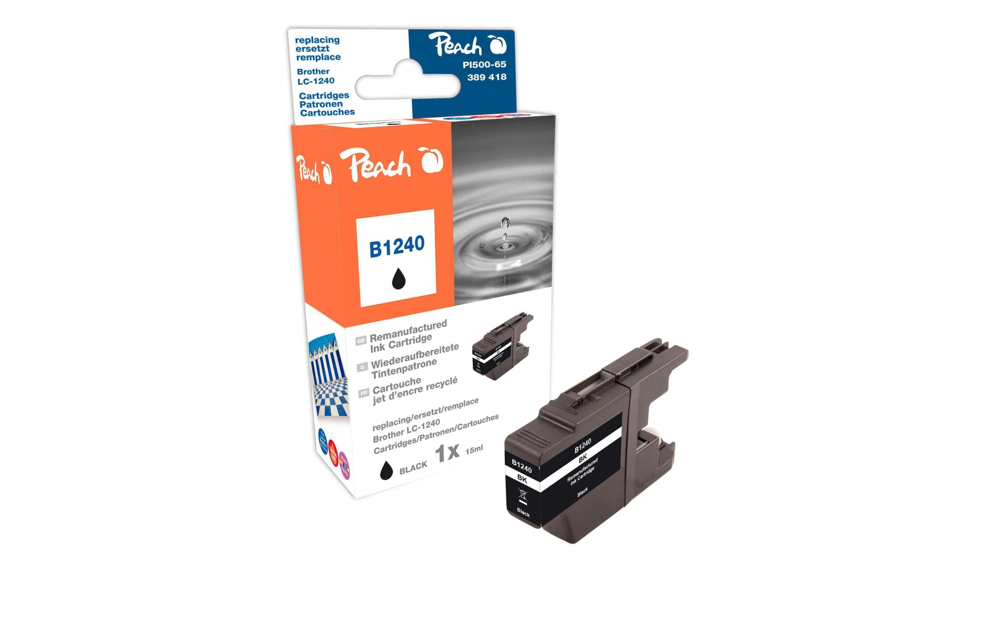 Peach LC-1240BK Schwarz Tintenpatrone (Kompatibel) – 430 Seiten – für Brother LC-1240BK