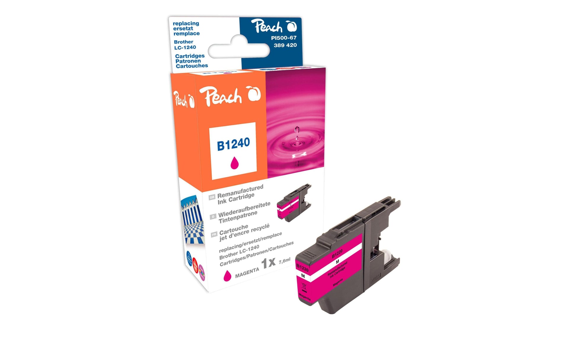 Peach LC-1240m Magenta Tintenpatrone (Kompatibel) – 700 Seiten – für Brother DCPJ 525/725/925 …
